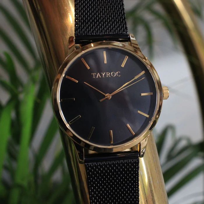 TAYROC - LID GOLD & BLACK - MILANESE MESH BAND - QUARTZ - 40mm - TY345