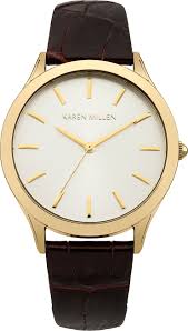 Karen Millen - KM106TGA - Elegant Analogue Wristwatch - Brown Croc Leather